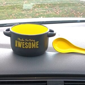 Free China soup cup with melamine spoon, When Purchased With Electric Coaster